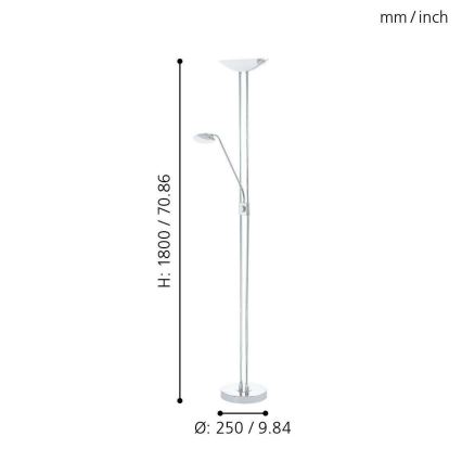 Eglo - LED Stmívatelná stojací lampa LED/20W + LED/2,5W lesklý chrom