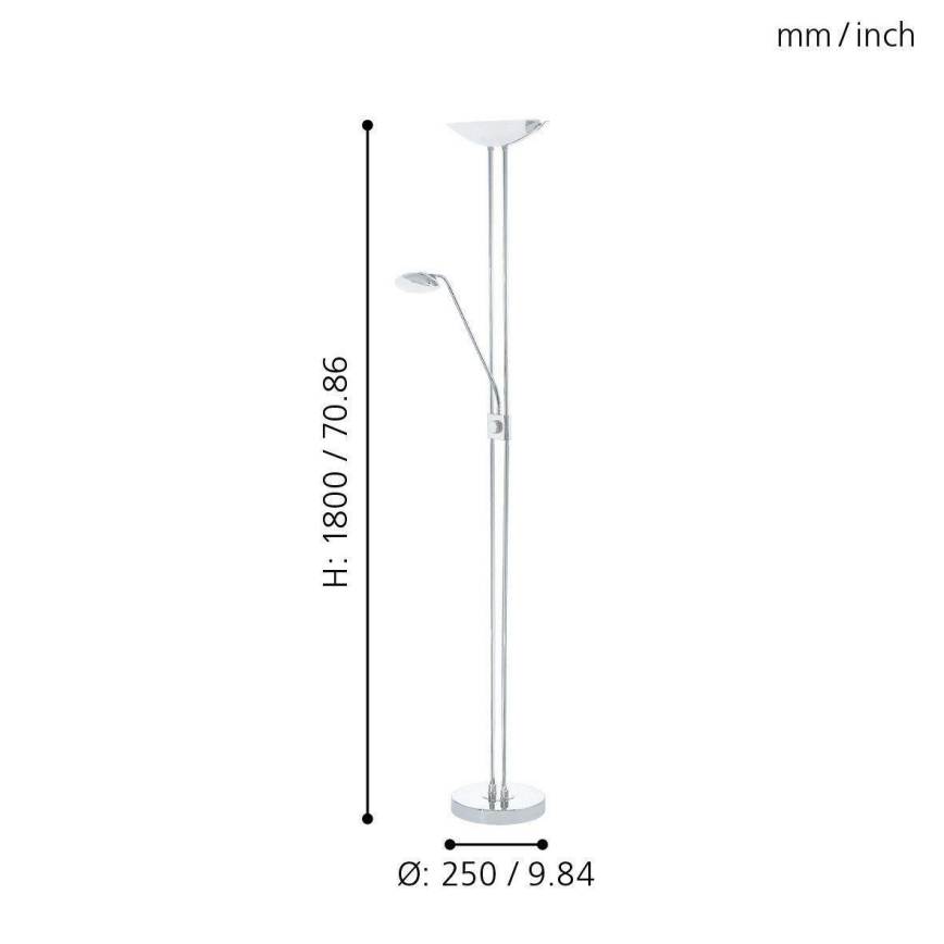 Eglo - LED Stmívatelná stojací lampa LED/20W + LED/2,5W lesklý chrom