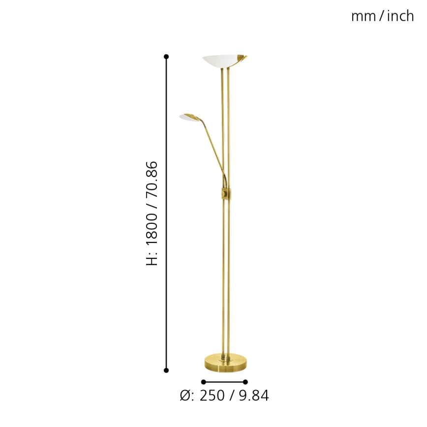 Eglo - LED Stmívatelná stojací lampa LED/20W + LED/2,5W mosaz