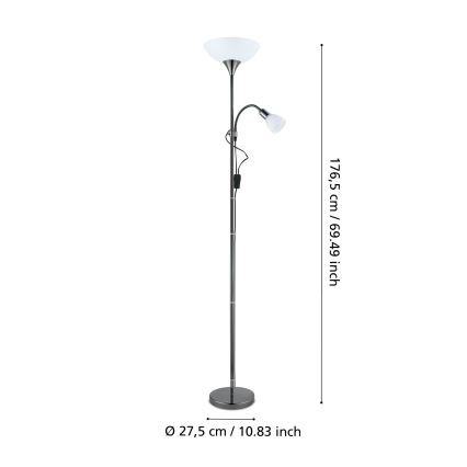 Eglo - Stojací lampa 1xE27/60W/230V + 1xE14/25W/230V černý chrom
