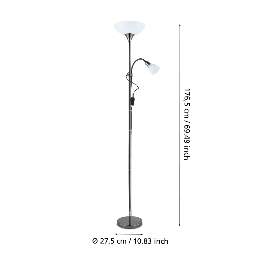 Eglo - Stojací lampa 1xE27/60W/230V + 1xE14/25W/230V černý chrom