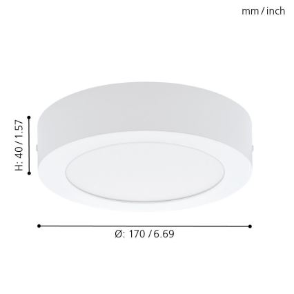 Eglo 94072 - LED stropní svítidlo FUEVA 1 LED/10,89W/230V