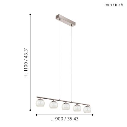 Eglo 94319 - LED závěsné svítidlo ASCOLESE 5xLED/3,3W/230V