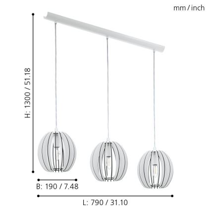 Eglo 94444 - Lustr COSSANO 3xE14/40W/230V