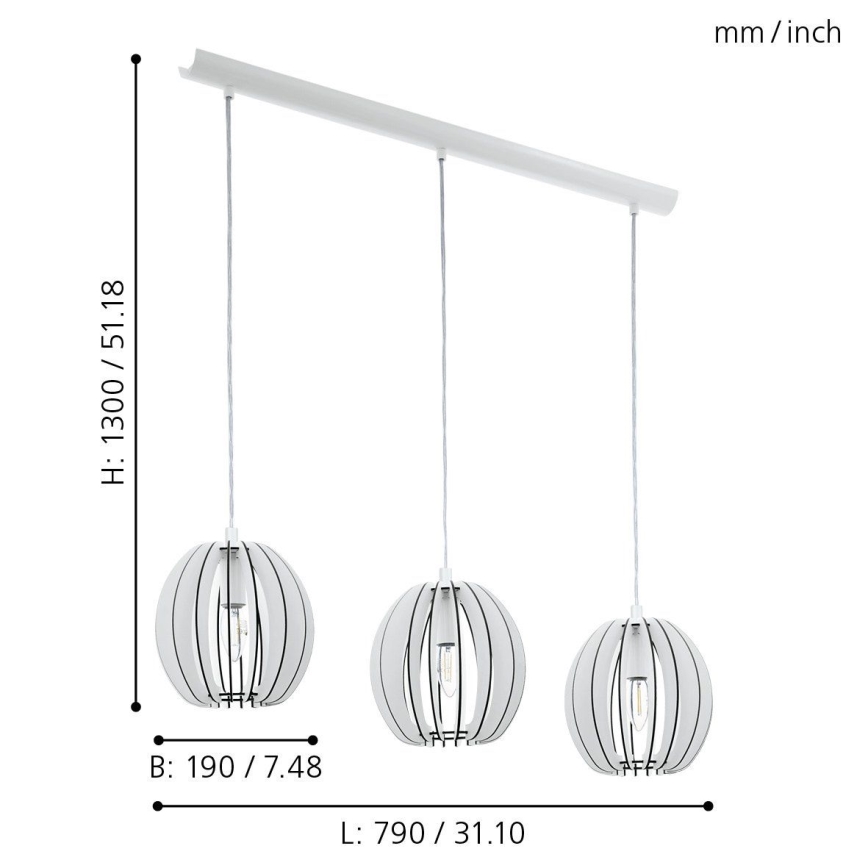 Eglo 94444 - Lustr COSSANO 3xE14/40W/230V