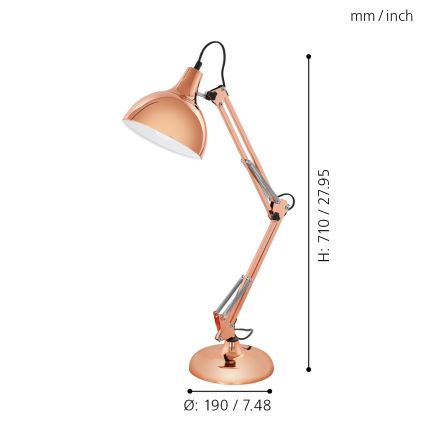 Eglo 94704 - Stolní lampa BORGILLIO 1xE27/40W/230V