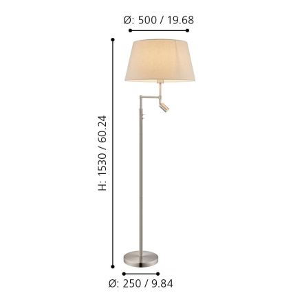Eglo - Stojací lampa 1xE27/60W + LED/2,1W