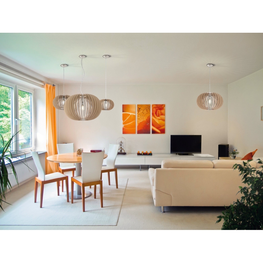 Eglo 95042 - Lustr na lanku STELLATO 1xE27/60W/230V pr. 70 cm béžová