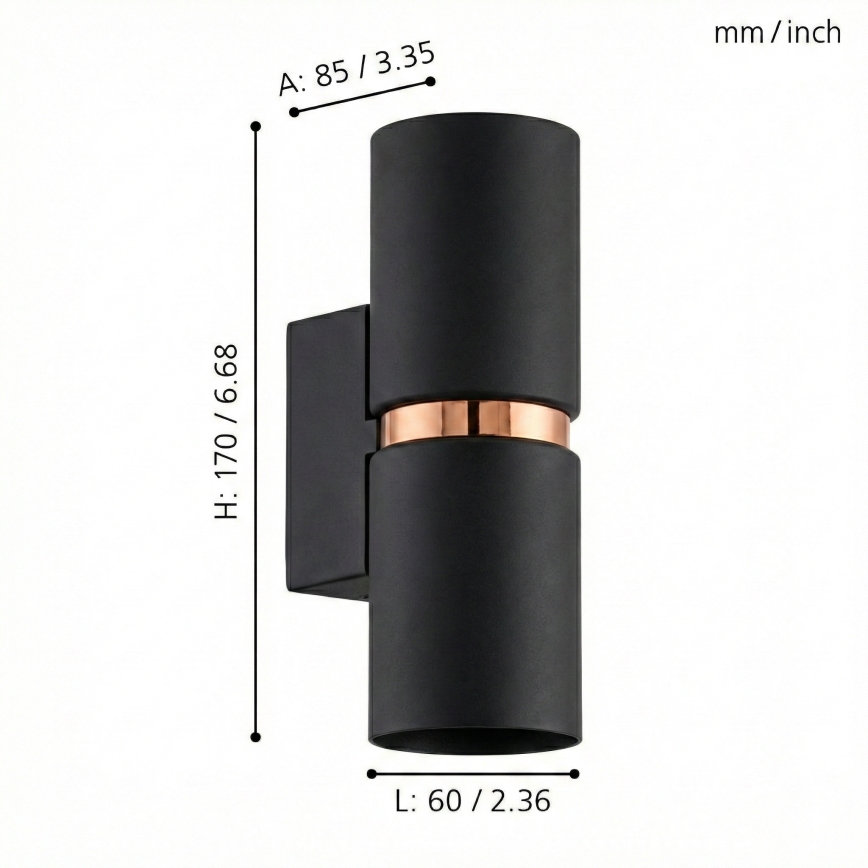 Eglo 95371 - LED nástěnné svítidlo PASSA 2xGU10-LED/4W/230V