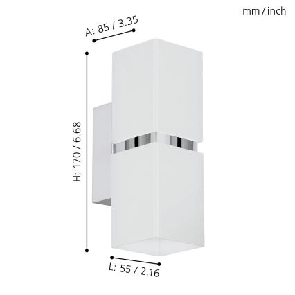 Eglo 95377 - LED nástěnné svítidlo PASSA 2xGU10-LED/4W/230V