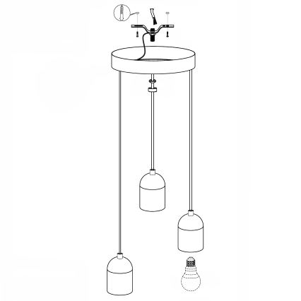 Eglo 95523 - Lustr SILVARES 3xE27/60W/230V