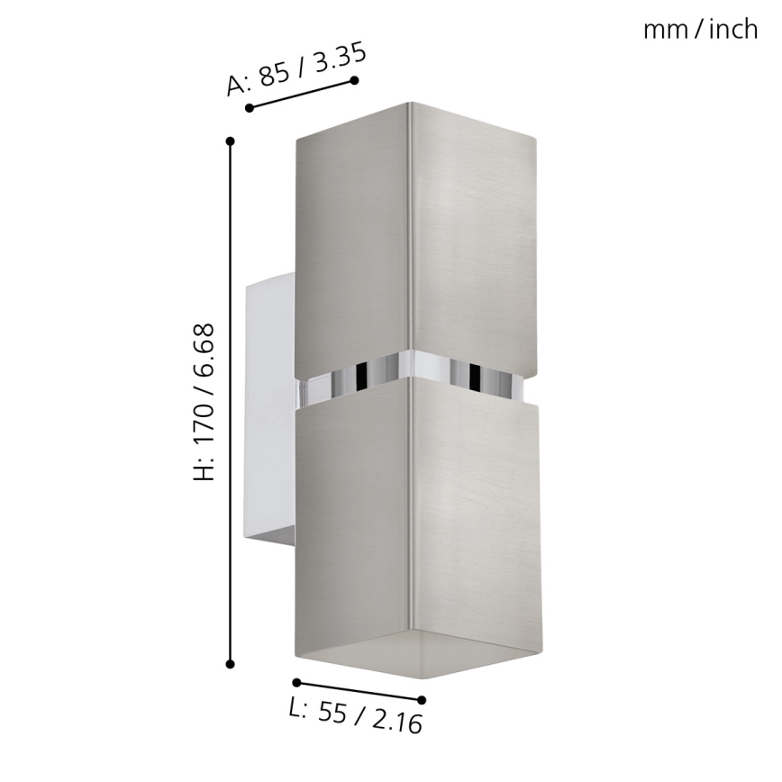 Eglo 96264 - LED Nástěnné svítidlo PASSA 2xGU10/2,8W/230V hranaté