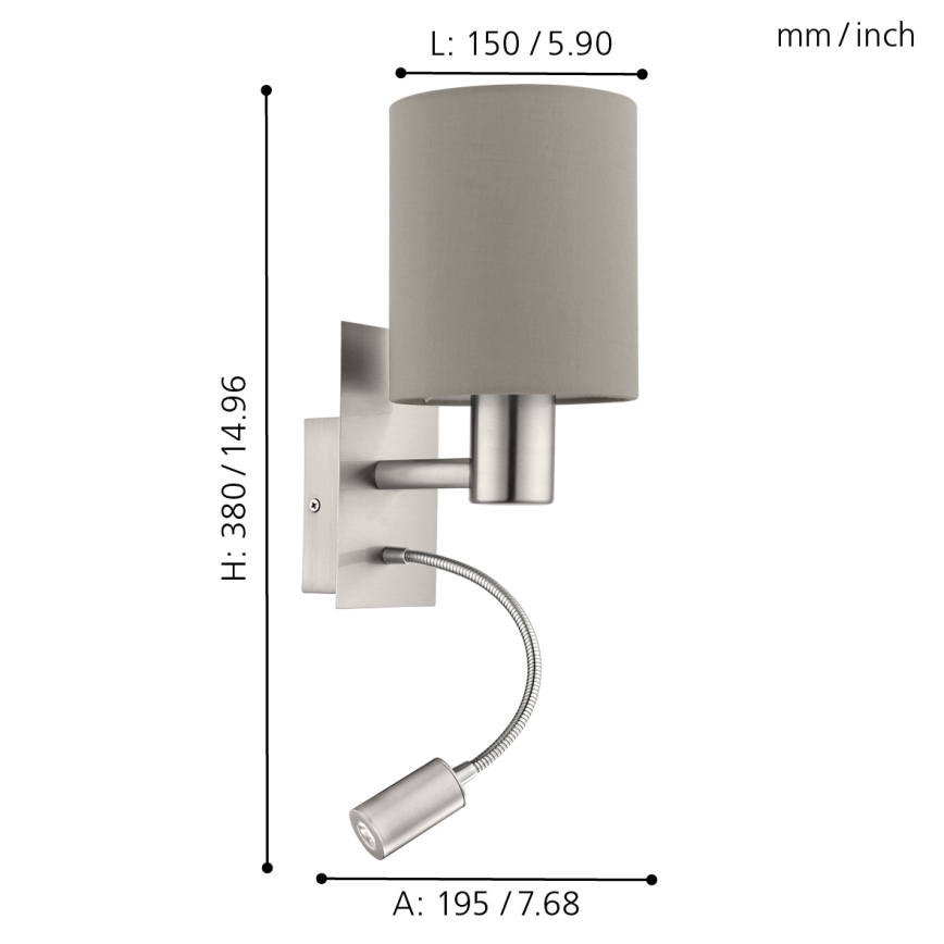 Eglo - LED Flexibilní svítidlo 1xE27/40W+LED/3,8W taupe