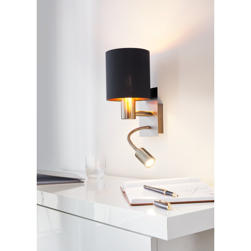 Eglo - LED Flexibilní svítidlo 1xE27/40W+LED/3,8W černá