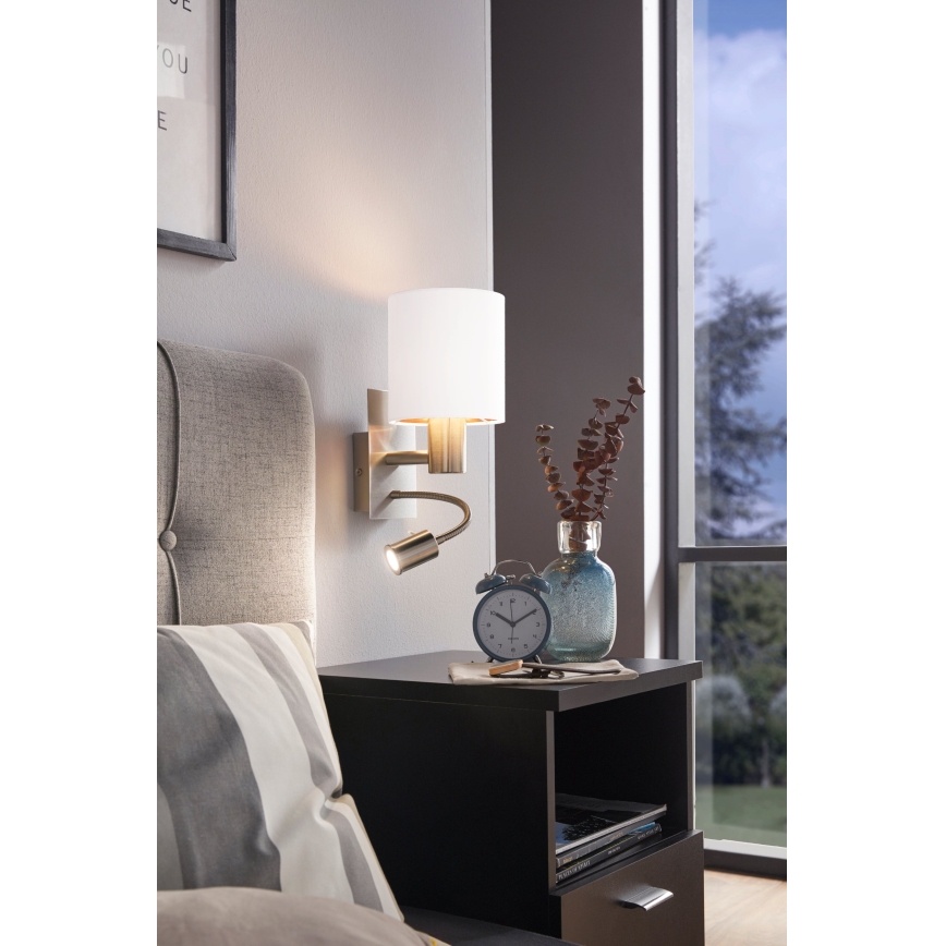 Eglo - LED Flexibilní svítidlo 1xE27/40W+LED/3,8W bílá