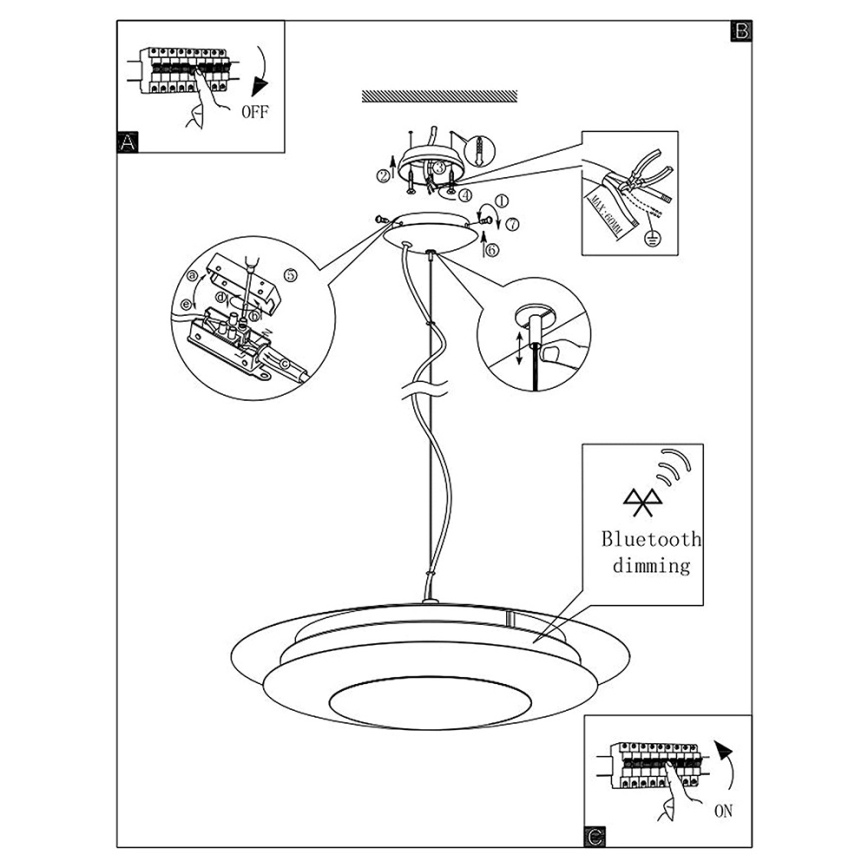 Eglo 96979 - LED RGB Závěsné svítidlo MONEVA-C LED/27W/230V