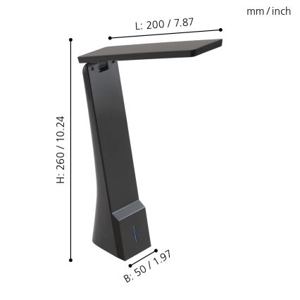 Eglo - LED Stmívatelná stolní lampa LED/1,8W/230V černá