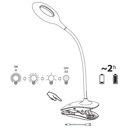 Eglo - LED Stmívatelná lampa s klipem 1xLED/3W/230V 500 mAh bílá