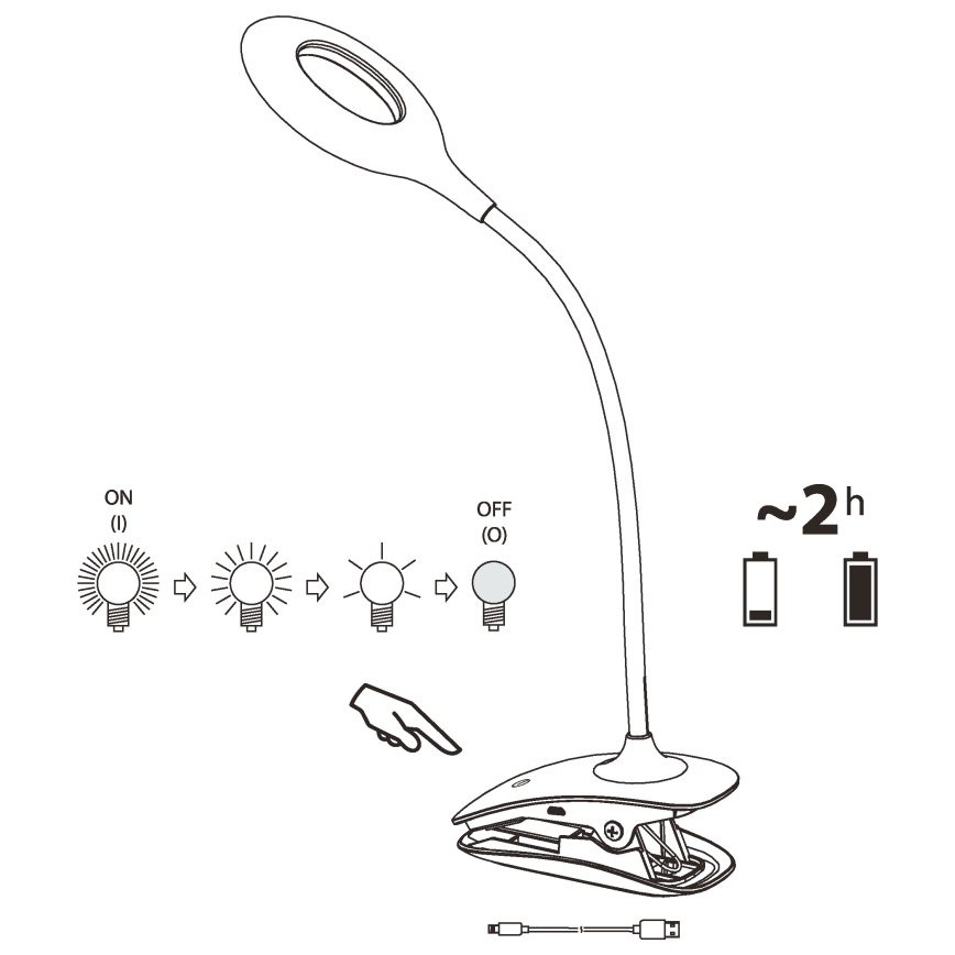 Eglo - LED Stmívatelná lampa s klipem 1xLED/3W/230V 500 mAh bílá