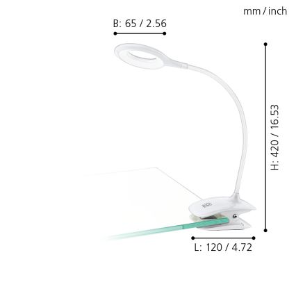 Eglo - LED Stmívatelná lampa s klipem 1xLED/3W/230V 500 mAh bílá
