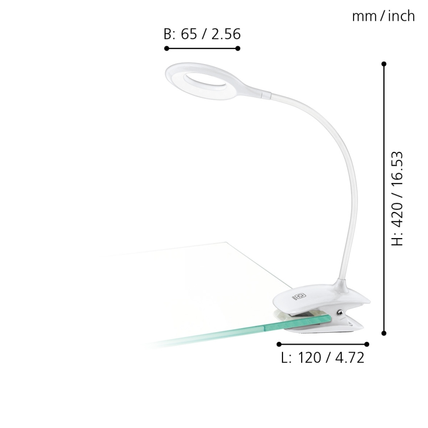 Eglo - LED Stmívatelná lampa s klipem 1xLED/3W/230V 500 mAh bílá
