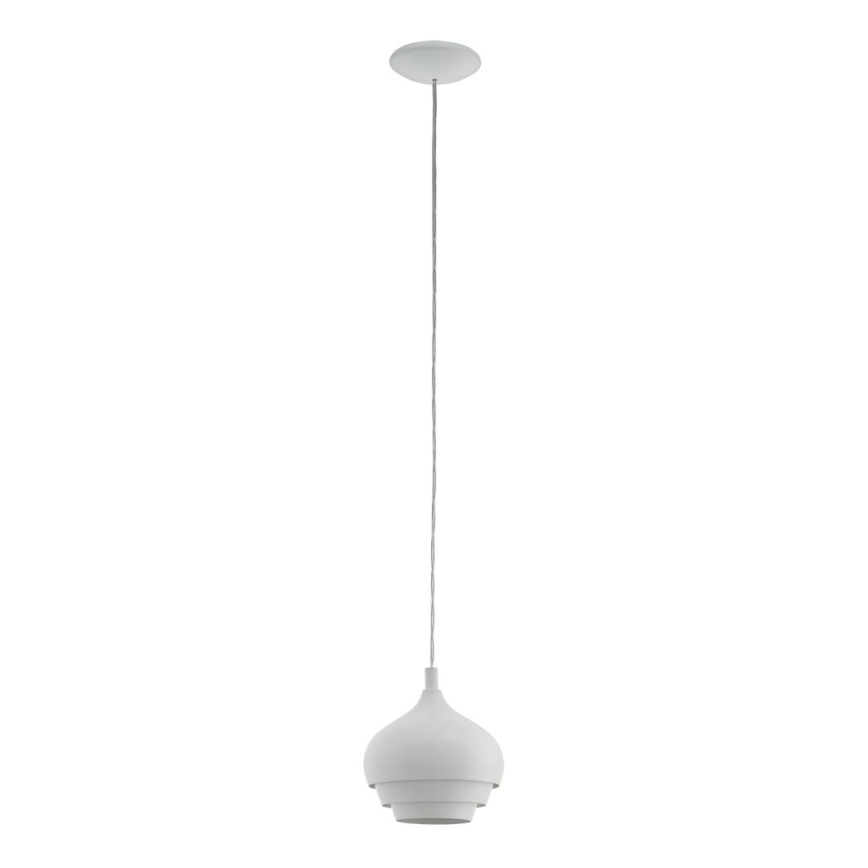 Eglo 97212 - Lustr na lanku CAMBORNE 1xE27/60W/230V bílá průměr 190 mm