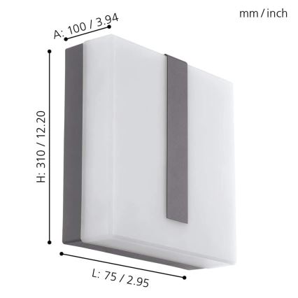 Eglo - LED Stmívatelné venkovní nástěnné svítidlo TORAZZA-C LED/14W/230V IP44