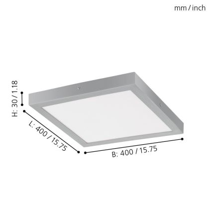 Eglo 97265 - LED Stropní svítidlo FUEVA 1 1xLED/25W/230V stříbrná hranatý