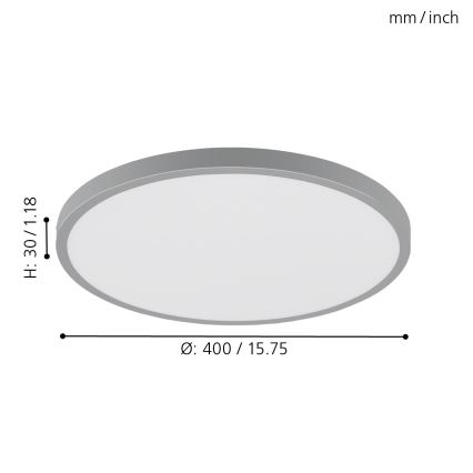 Eglo 97267 - LED Stropní svítidlo FUEVA 1 1xLED/25W/230V stříbrná kulatý 4000K