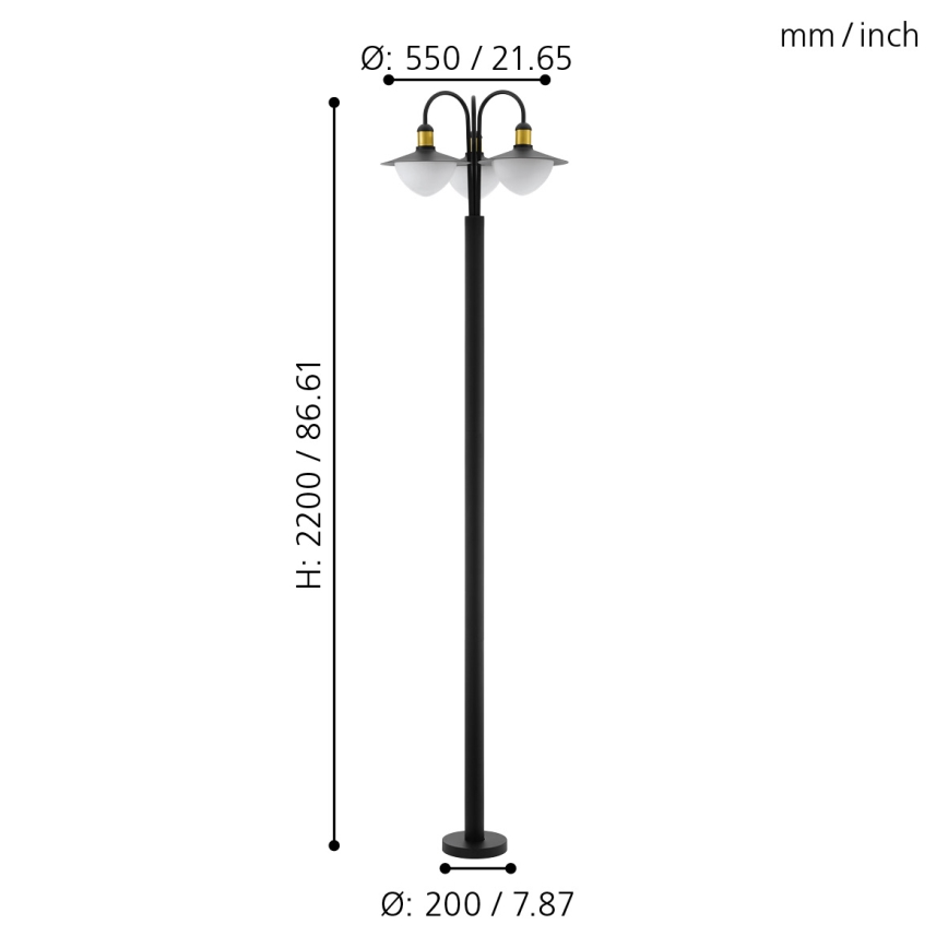 Eglo - Venkovní lampa 3xE27/60W/230V IP44