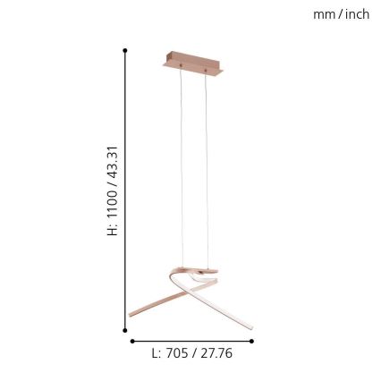 Eglo 97362 - LED Lustr na lanku PALOZZA 2xLED/11W/230V