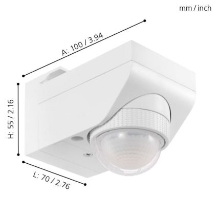 Eglo 97466 - Venkovní senzor pohybu a soumraku DETECT ME 4 12 m bílá IP44