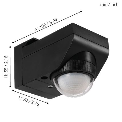 Eglo 97467 - Venkovní senzor pohybu a soumraku DETECT ME 4 12 m černá IP44
