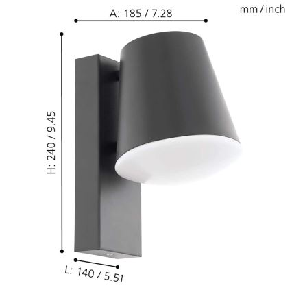 Eglo - LED Stmívatelné venkovní nástěnné svítidlo CALDIERO-C 1xE27/9W/230V IP44