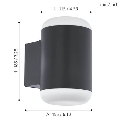 Eglo 97844 - Venkovní nástěnné svítidlo MERLITO 1xE27/10W/230V antracit IP44