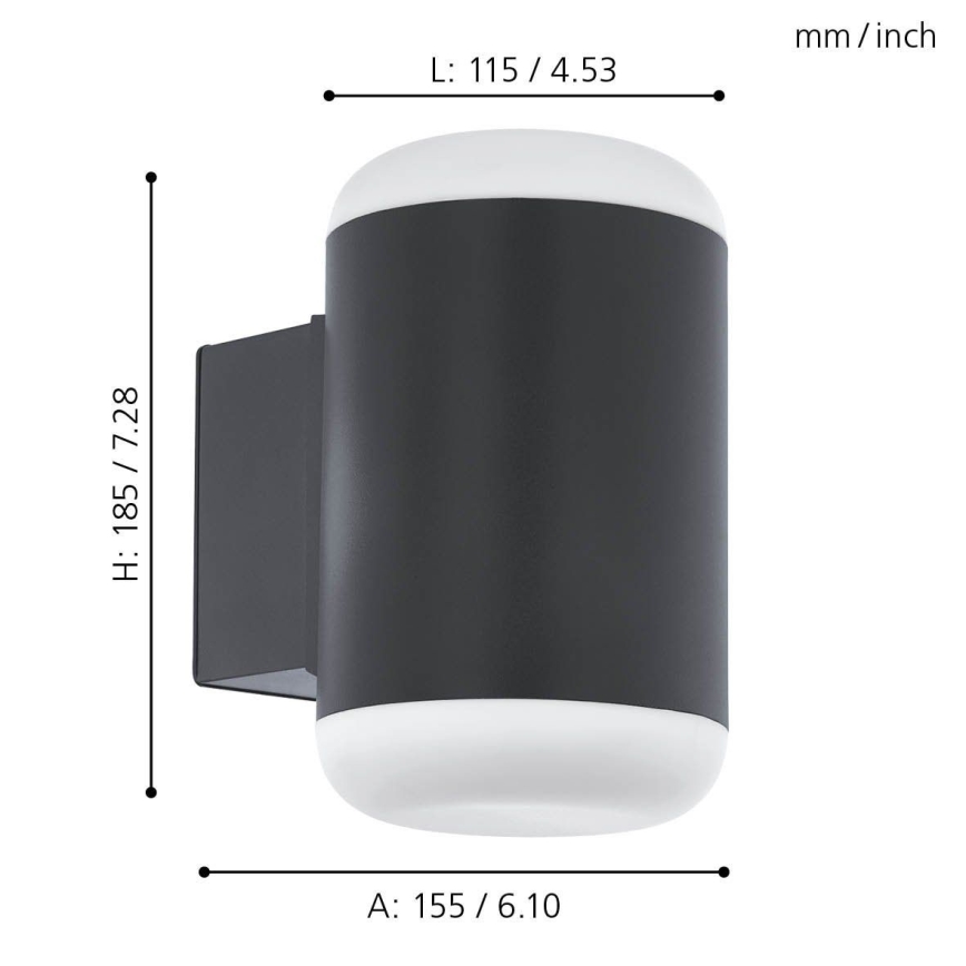 Eglo 97844 - Venkovní nástěnné svítidlo MERLITO 1xE27/10W/230V antracit IP44