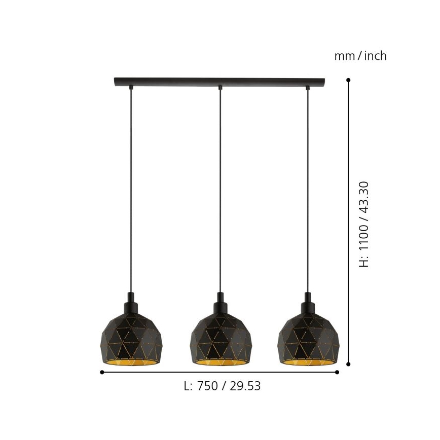 Eglo - Lustr na lanku 3xE14/40W/230V