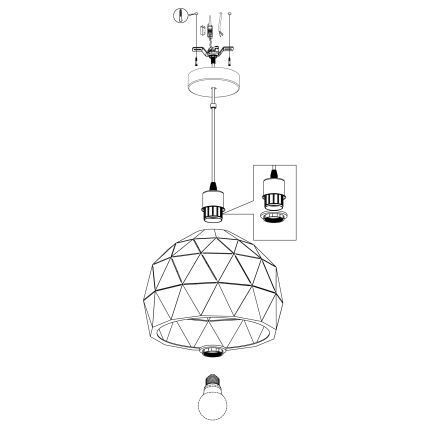 Eglo 97854 - Lustr na lanku ROCCAFORTE 1xE27/60W/230V