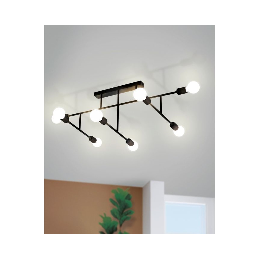 Eglo - Přisazený lustr 8xE27/40W/230V černá
