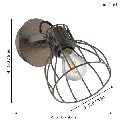 Eglo - Nástěnné bodové svítidlo 1xE27/40W/230V