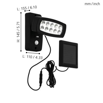 Eglo 98187 - LED Solární nástěnné svítidlo se senzorem PALIZZI LED/1,2V IP44