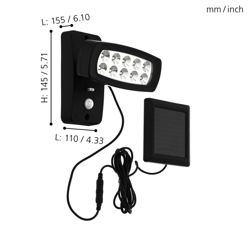 Eglo - LED Solární nástěnné svítidlo se senzorem LED/1,2V 600 mAh IP44