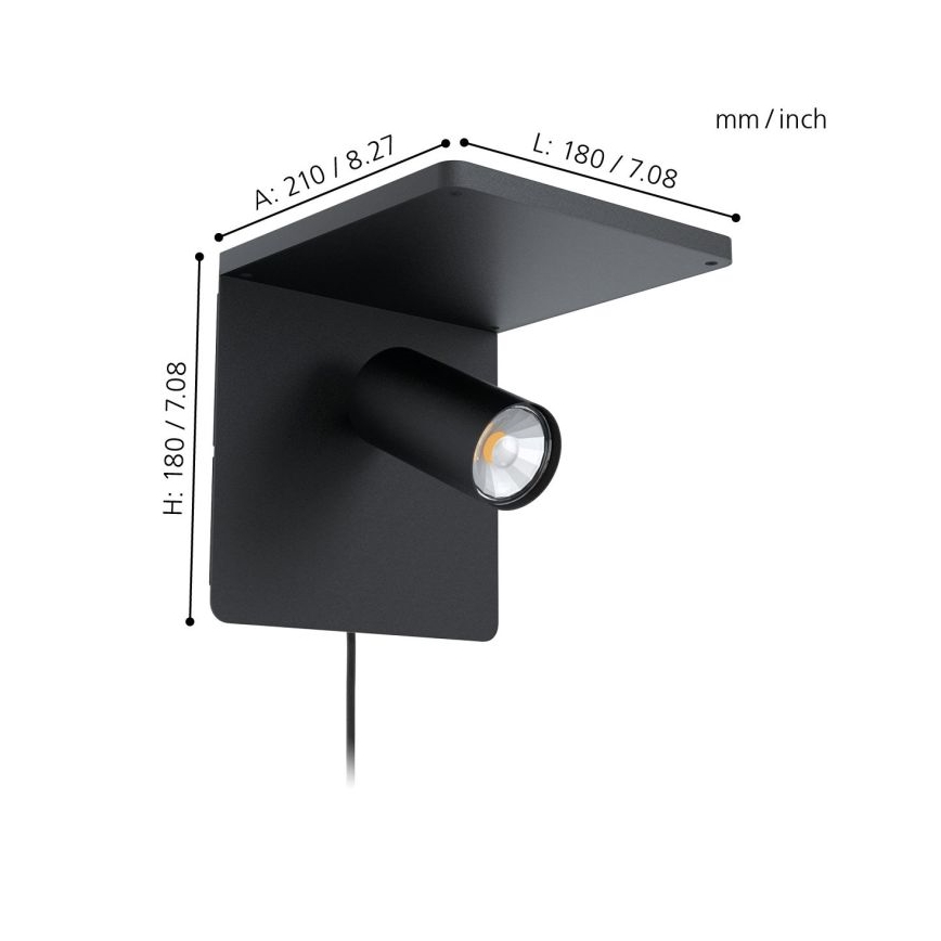 Eglo - LED Nástěnné svítidlo s bezdrátovým nabíjením 1xGU10/5W/230V