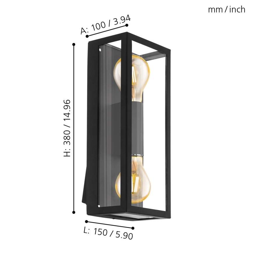 Eglo - Venkovní nástěnné svítidlo 2xE27/60W/230V IP44