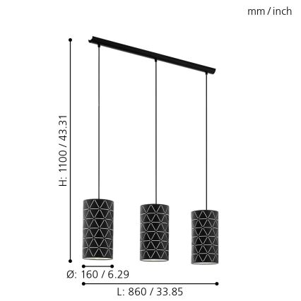 Eglo 98353 - Lustr na lanku RAMON 3xE27/40W/230V