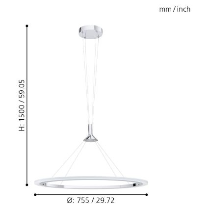 Eglo 98427 - LED RGB Stmívatelný lustr na lanku HORNITOS-C LED/37W/230V + dálkové ovládání