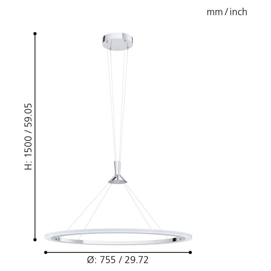 Eglo - LED RGB Stmívatelný lustr na lanku HORNITOS-C LED/37W/230V + dálkové ovládání