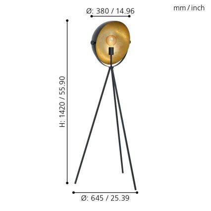 Eglo 98458 - Stojací lampa DARNIUS 1xE27/40W/230V