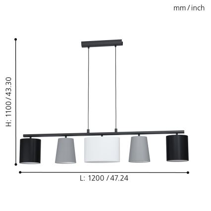 Eglo 98588 - Lustr na lanku ALMEIDA 5xE14/25W/230V