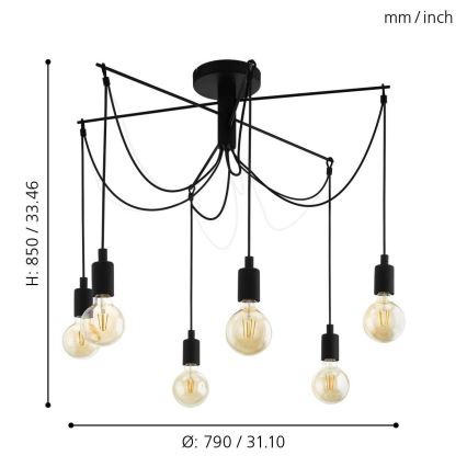 Eglo - Lustr na lanku 6xE27/60W/230V pavouk